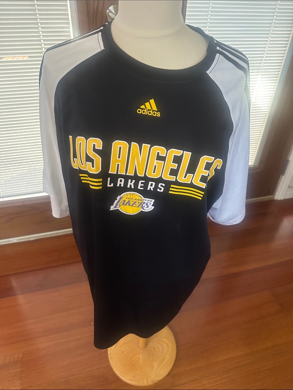 adidas Black White & Yellow Los Angeles Lakers Team Shirt